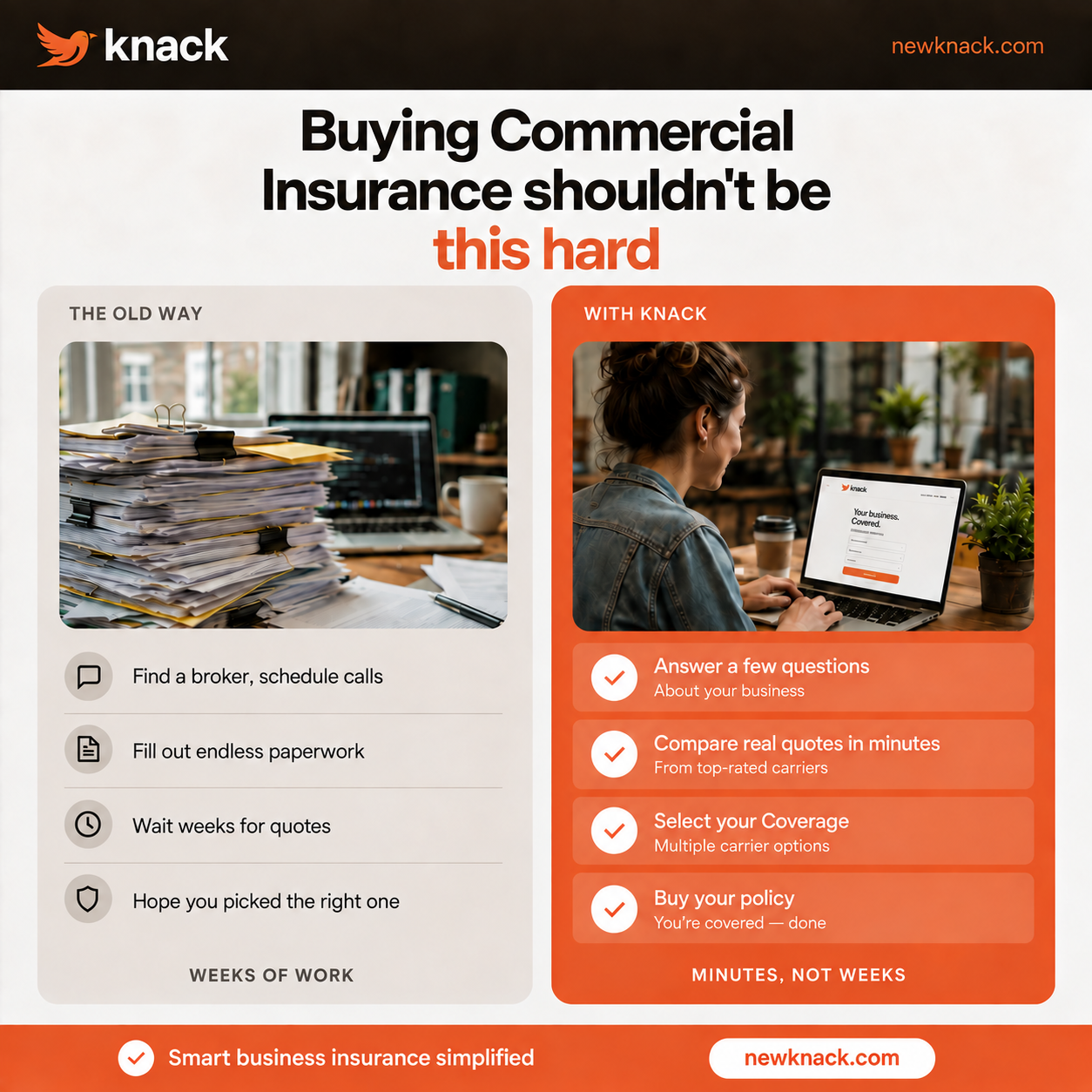 Buying Commercial Insurance Shouldn't be This Hard. Knack Changes That.